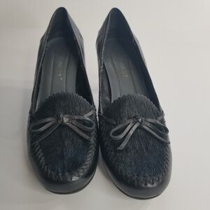 Nine West leather  pony hair kitten heel pumps